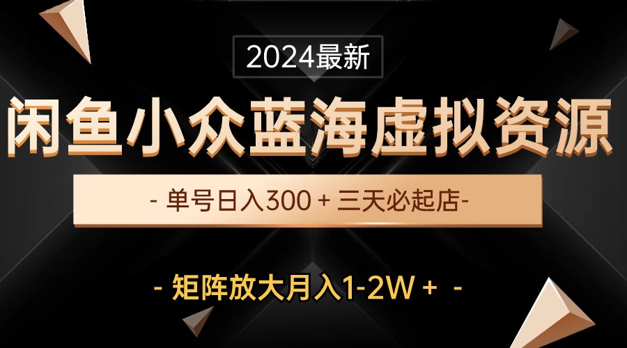 （10336期）最新闲鱼小众蓝海虚拟资源，单号日入300＋，三天必起店，矩阵放大月入1-2W-七七项目网