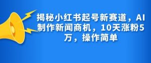 揭秘小红书起号新赛道，AI制作新闻商机，10天涨粉1万，操作简单-七七项目网