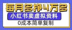 小红书虚拟资料项目,0成本简单复制,每个月多挣1W【揭秘】-七七项目网
