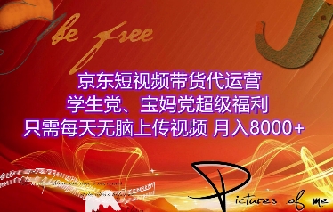 京东短视频带货代运营，学生党、宝妈党超级福利，只需每天无脑上传视频，月入8000+【仅揭秘】-七七项目网