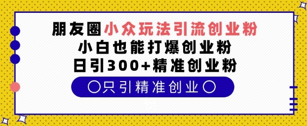 朋友圈小众玩法引流创业粉，小白也能打爆创业粉，日引300+精准创业粉【揭秘】-七七项目网