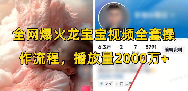 全网爆火龙宝宝视频全套操作流程，播放量2000万+-七七项目网