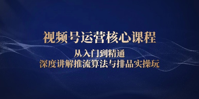 视频号运营核心课程，从入门到精通，深度讲解推流算法与排品实操玩-七七项目网
