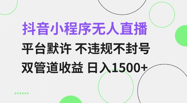 抖音小程序无人直播 平台默许 不违规不封号 双管道收益 日入多张 小白也能轻松操作【仅揭秘】-七七项目网
