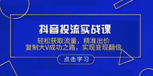 抖音投流实战课，轻松获取流量，精准出价，复制大V成功之路，实现变现翻倍-七七项目网