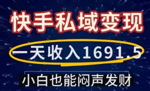 一天收入1691.5，快手私域变现，小白也能闷声发财-七七项目网