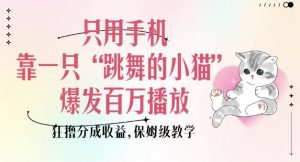 只用手机靠一只“跳舞的小猫”爆发百万播放，狂撸分成收益，保姆级教学-七七项目网