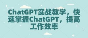 ChatGPT实战教学，快速掌握ChatGPT，提高工作效率-七七项目网