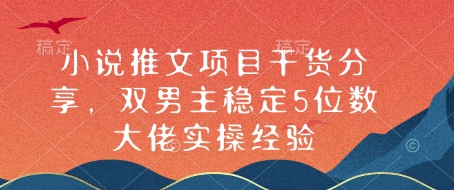 小说推文项目干货分享，双男主稳定5位数大佬实操经验-七七项目网