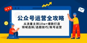 公众号运营全攻略:从流量主到10w+爆款打造,领域选择/选题技巧/账号运营-七七项目网