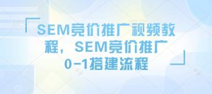 SEM竞价推广视频教程，SEM竞价推广0-1搭建流程-七七项目网