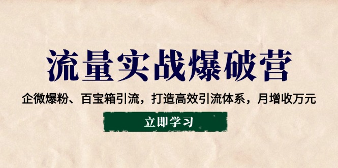 流量实战爆破营：企微爆粉、百宝箱引流，打造高效引流体系，月增收万元-七七项目网