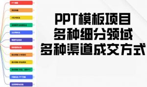 PPT模板项目，多种细分领域，多种渠道成交方式，实操教学-七七项目网