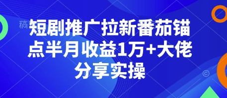 短剧推广拉新番茄锚点半月收益1万+大佬分享实操-七七项目网