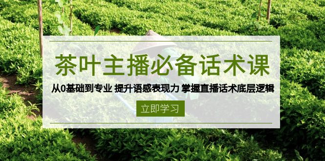 茶叶 主播必备话术课 从0基础到专业 提升语感表现力 掌握直播话术底层逻辑-七七项目网