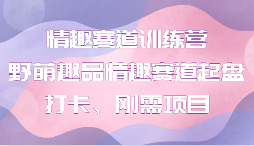 情趣赛道训练营 野萌趣品情趣赛道起盘打卡、刚需项目-七七项目网