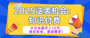 2025逆袭项目——知识付费,小白也能月入10万年入百万,抓住机会彻底翻...-七七项目网