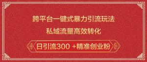 跨平台一键式暴力引流玩法，私域流量高效转化日引流300 +精准创业粉-七七项目网