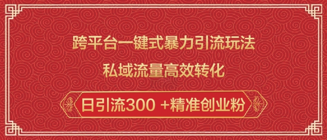 跨平台一键式暴力引流玩法，私域流量高效转化日引流300 +精准创业粉-七七项目网