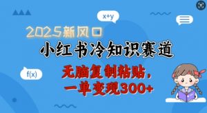 2025新风口，小红书冷知识赛道，无脑复制粘贴，一单变现300+-七七项目网