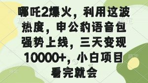 哪吒2爆火，利用这波热度，申公豹语音包强势上线，三天变现10000+，小...-七七项目网