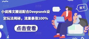 小说推文搬运配合Deepseek设定玩法揭秘，流量暴涨100%-七七项目网