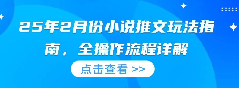 25年2月份小说推文玩法指南，全操作流程详解-七七项目网