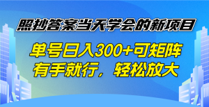 照抄答案当天学会的新项目，单号日入300 +可矩阵，有手就行，轻松放大-七七项目网