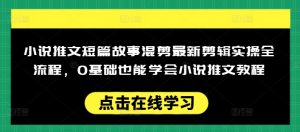 小说推文短篇故事混剪最新剪辑实操全流程，0基础也能学会小说推文教程，肯干多发日入多张-七七项目网