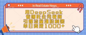 用DeepSeek做哪吒走秀视频，引爆流量涨粉利器，单日变现1k-七七项目网