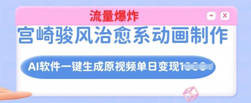 宫崎骏风治愈系动画制作，AI软件一键生成原创视频流量爆炸，单日变现多张，详细实操流程-七七项目网