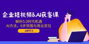 企业短视频&AI获客课:解析5.0时代机遇,AI方法,6步突围与商业定位-七七项目网