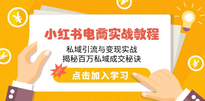 小红书电商实战教程：私域引流与变现实战，揭秘百万私域成交秘诀-七七项目网
