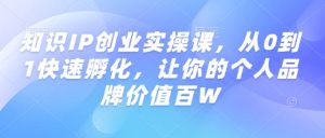 知识IP创业实操课,从0到1快速孵化,让你的个人品牌价值百W-七七项目网