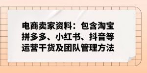 电商卖家资料：包含淘宝、拼多多、小红书、抖音等运营干货及团队管理方法-七七项目网