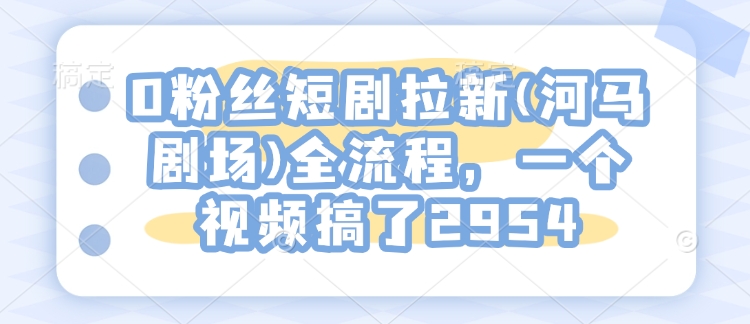 0粉丝短剧拉新(河马剧场)全流程，一个视频搞了2954-七七项目网