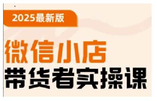 2025最新版微信小店带货者实操课，基础操作到高级运营技巧，快速上手-七七项目网