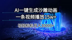 AI一键生成沙雕动画一条视频播放15Wt轻轻松松月入30000+-七七项目网