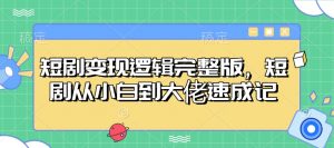 短剧变现逻辑完整版，短剧从小白到大佬速成记-七七项目网