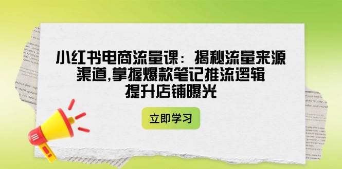 小红书电商流量课：揭秘流量来源渠道,掌握爆款笔记推流逻辑,提升店铺曝光-七七项目网