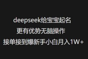 deepseek给宝宝起名更有优势无脑操作接单接到爆新手小白月入1W+-七七项目网