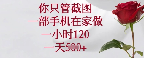 你只管截图，一部手机在家做，一小时120.一天5张【揭秘】-七七项目网