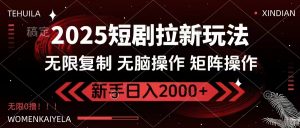 2025短剧拉新玩法,无需注册登录,无限0撸,无脑批量操作日入2000+-七七项目网