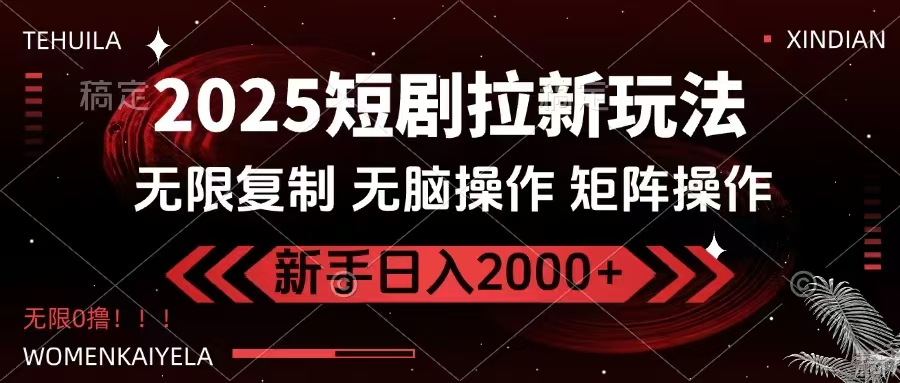2025短剧拉新玩法，无需注册登录，无限0撸，无脑批量操作日入2000+-七七项目网