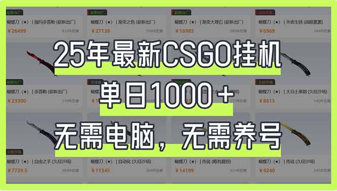 25年最新CSGO挂机系统，单日1000+，无需电脑，无需养号，0基础可上手-七七项目网