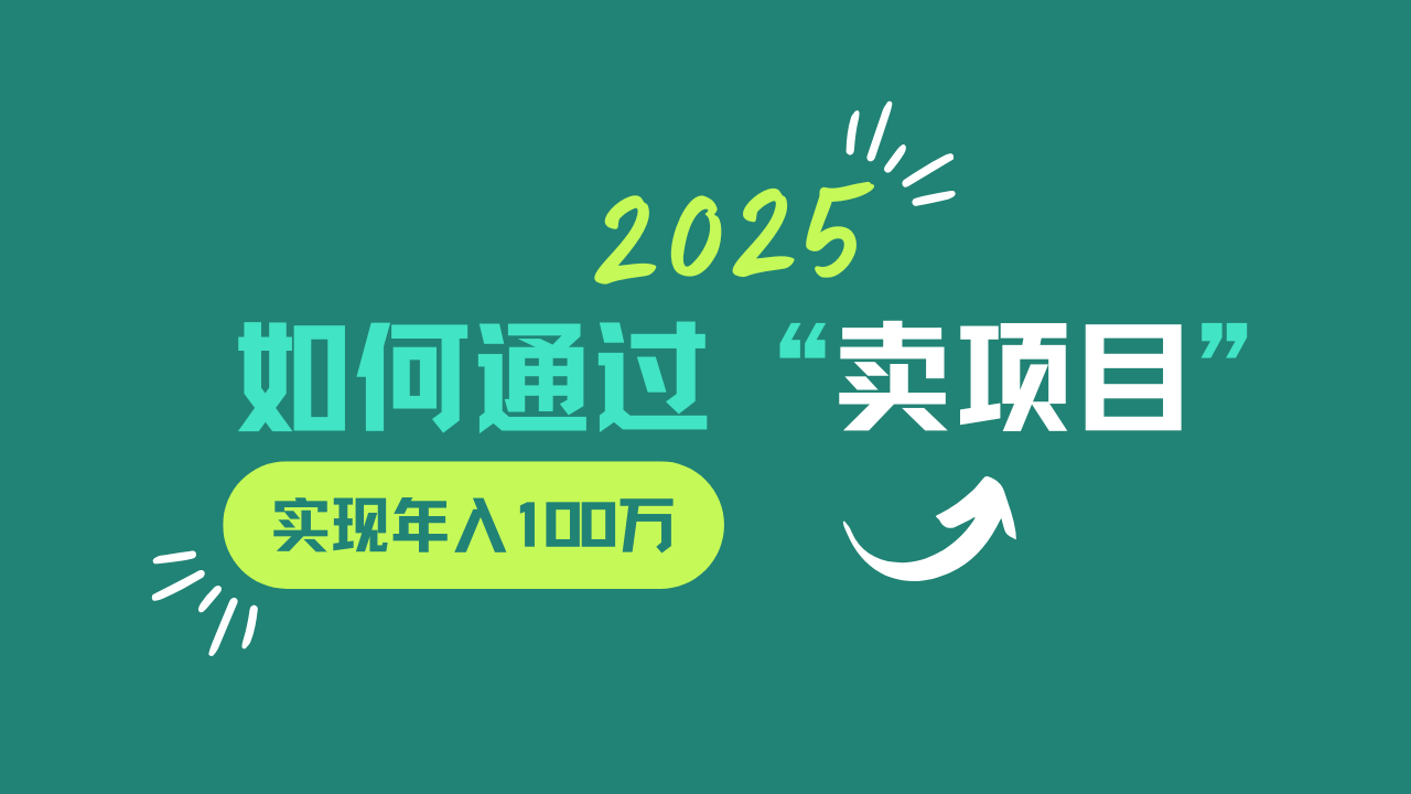 2025年如何通过“卖项目”实现年入100w-七七项目网