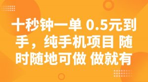 十秒钟一单 0.5元到手，纯手机项目 随时随地可做 做就有-七七项目网