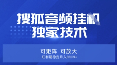 【搜狐音频挂G】独家技术，可矩阵可放大，红利期稳定月入8k【揭秘】-七七项目网