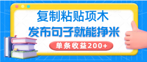 复制粘贴小项目，发布句子就能赚米，单条收益200+-七七项目网