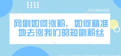 网剧如何涨粉，如何精准地去涨我们的短剧粉丝-七七项目网